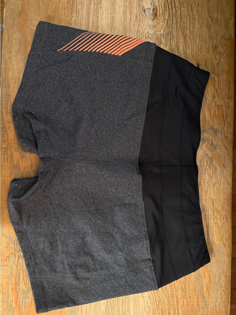 Oiselle Black & Charcoal Performance Running Shorts Orange Accent NWOT Size 6